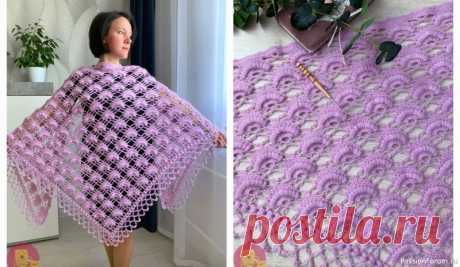 Шаль «Гейша». Схема | Вязаные крючком аксессуары Такая нежная, воздушная и в то же время невероятно уютная и тёплая! Просто создана для романтичных вечеров или уютных прогулок.Пряжа: Alize Angora Real 40, оттенок 27 (очень красивый сиреневый цвет, который влюбляет с первого взгляда!)&nbsp;&nbsp;Расход: 4 моточка по 100...