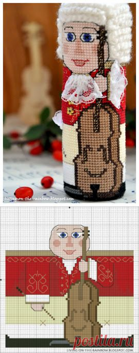 Живущая на Радугe: Схема к Елочной Игрушке &quot;Виолончелист&quot; / Christmas Ornament 'Cellist' Free Pattern