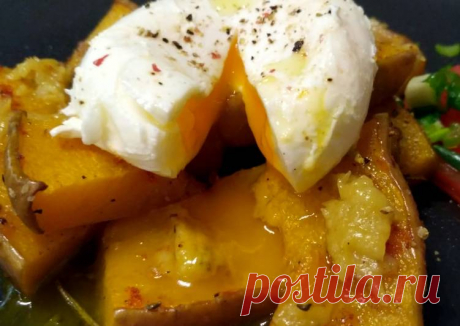 (9) Тыква с печёным чесноком и яйцом пашот🥚🎃 - пошаговый рецепт с фото. Автор рецепта Olaa_eda . - Cookpad