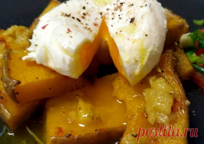 (9) Тыква с печёным чесноком и яйцом пашот🥚🎃 - пошаговый рецепт с фото. Автор рецепта Olaa_eda . - Cookpad