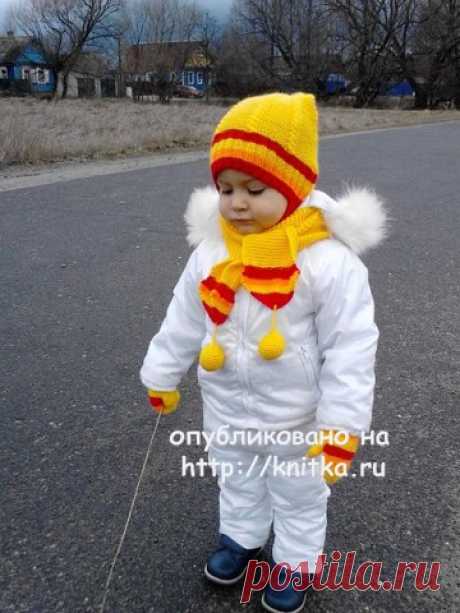 Шапка и шарф спицами. Работы Татьяны, Вязание для детей