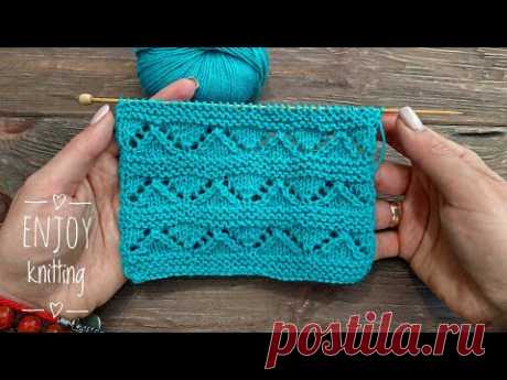 АЖУРНЫЕ ПИРАМИДКИ С ПЛАТОЧНОЙ ВЯЗКОЙ спицами | Узор #41 | Openwork triangles knitting pattern - YouTube