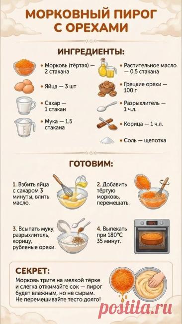 Морковный пирог с орехами