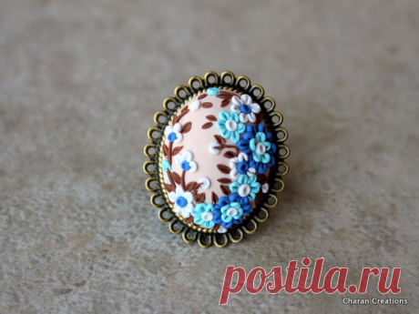 Bague Applique de largile polymère belle en par charancreations