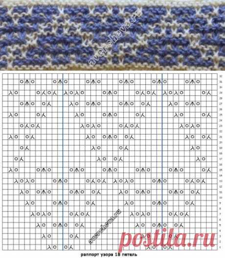 узоры для двухцветного пуловера | каталог вязаных спицами узоров