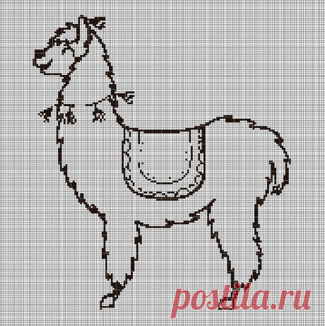 Схема вышивки крестом силуэта ламы в pdf