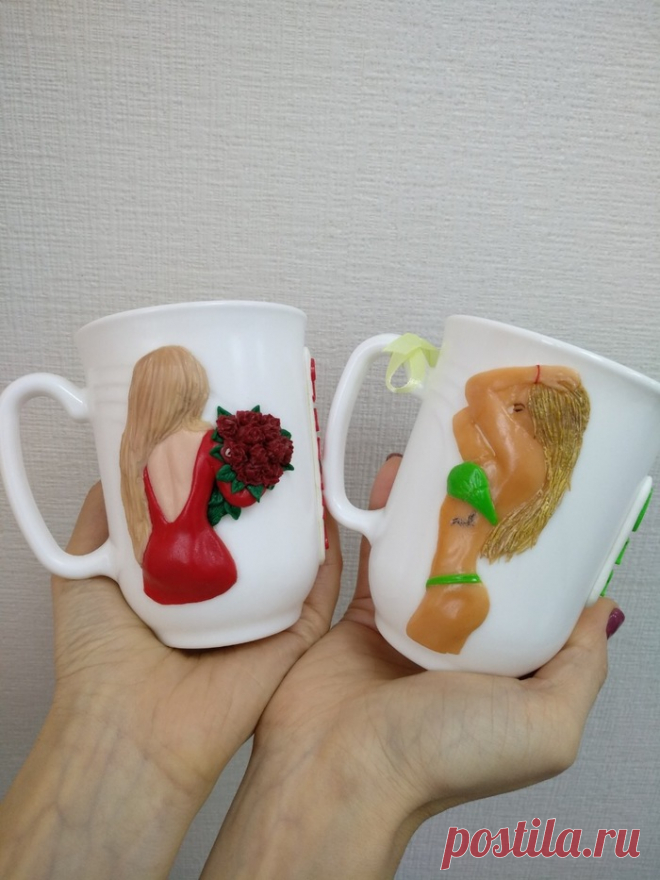 Кружки с декором из полимерной глины | Пикабу