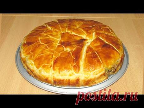 Мясной Греческий Пирог! Очень интересный рецепт пирога из лоскутков слоеного теста, сам пирог получается необычайно вкусным, сытным и очень ароматным.