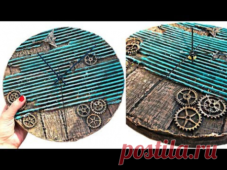 DIY cardboard clock wall decor | Wood imitation | Cardboard idea - YouTube