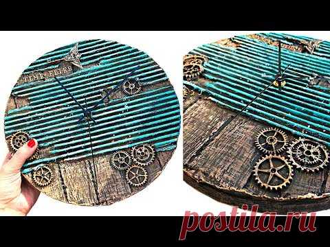 DIY cardboard clock wall decor | Wood imitation | Cardboard idea - YouTube