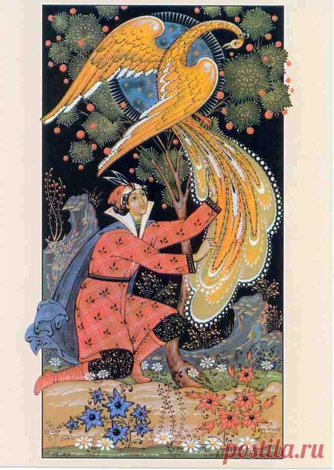 Иван-царевич и жар-птица. 1999. Палех. _ открытка