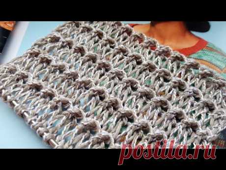 Вяжем узор с эффектом вытянутых петель из новой пряжи 📣 knitting pattern.