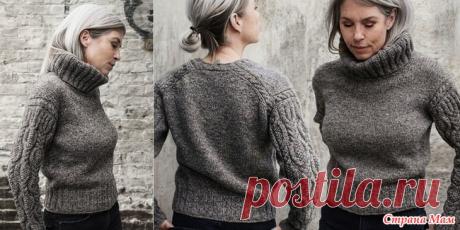 Пуловер Benthe от Natasja Hornby. Спицы. уловер вяжется сверху вниз. Сначала вяжется кокетка спинки, затем поднимаются петли для кокетки переда. После пройм корпус вяжется одной деталью.