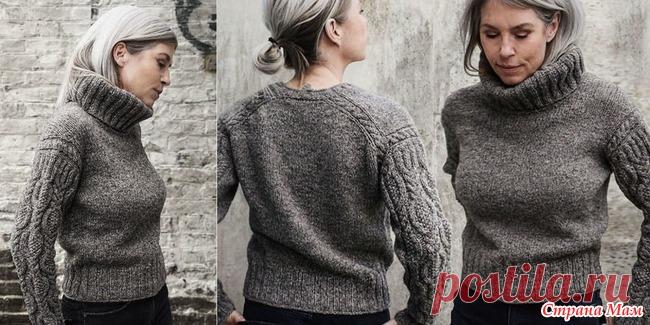 Пуловер Benthe от Natasja Hornby. Спицы. уловер вяжется сверху вниз. Сначала вяжется кокетка спинки, затем поднимаются петли для кокетки переда. После пройм корпус вяжется одной деталью.