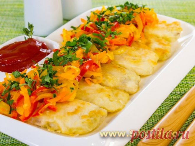 Жареная рыба с овощами