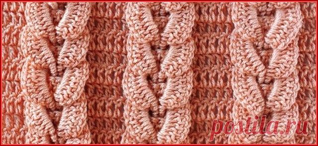 Узор с плетеной косичкой крючком