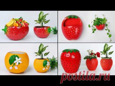 Strawberry shape Flower Vase making || Cement Pottery - सीमेंट फूल फूलदान बनाना - YouTube