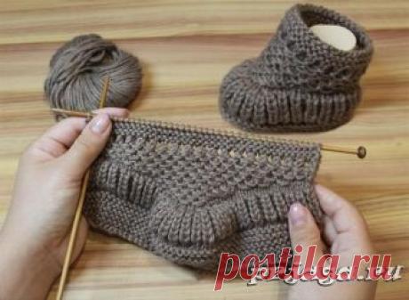 Теплые пинетки спицами