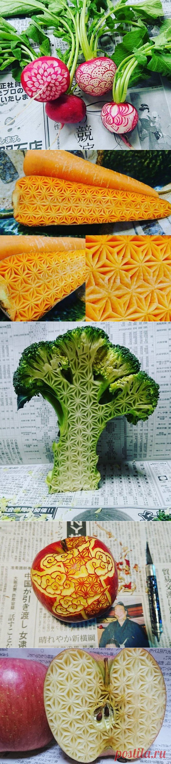 Прикольно - Вырезание по овощам и фруктам от японского мастера Гаку