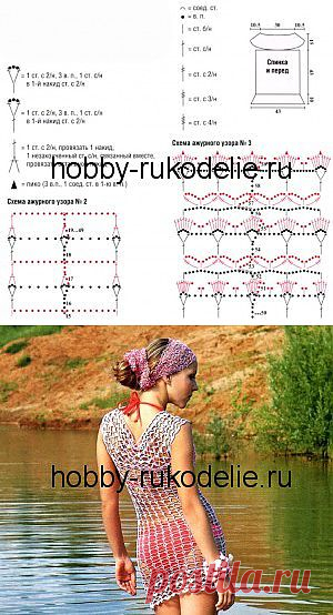Хобби (рукоделие своими руками): вышивка, вязание » Архив блога » РОЗОВАЯ ТУНИКА, вязание крючком по схеме