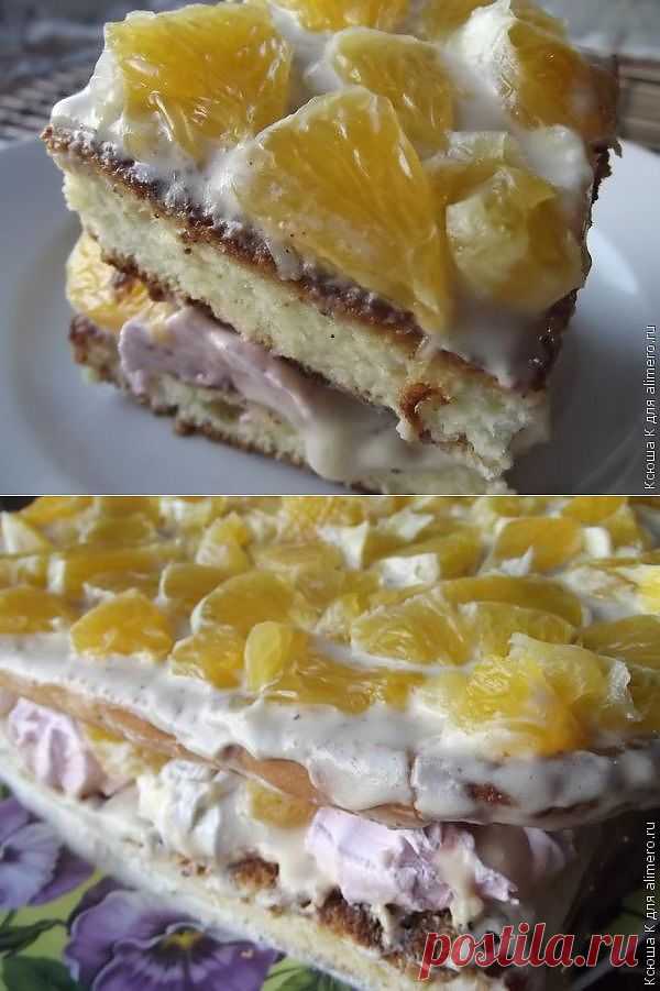 Торт с зефиром и фруктами / Рецепты с фото