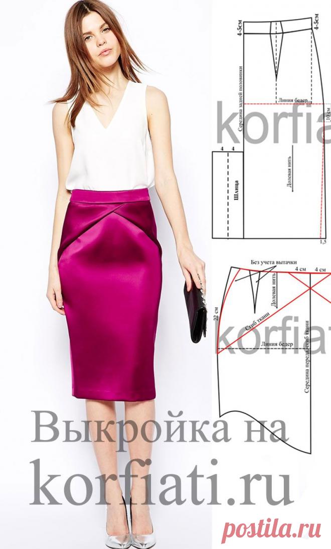 Дизайнерская юбка карандаш со шлицей (шитье)
