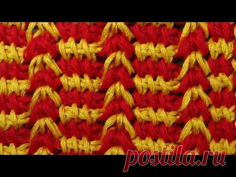 Начинаем вязать – Видео уроки вязания » “Гусиные лапки” – Тунисское вязание – Узор №30