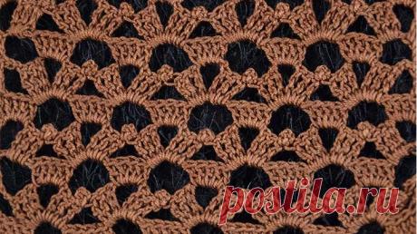 Ажурные узоры крючком - Узор "Корица" с пико (и без пико)