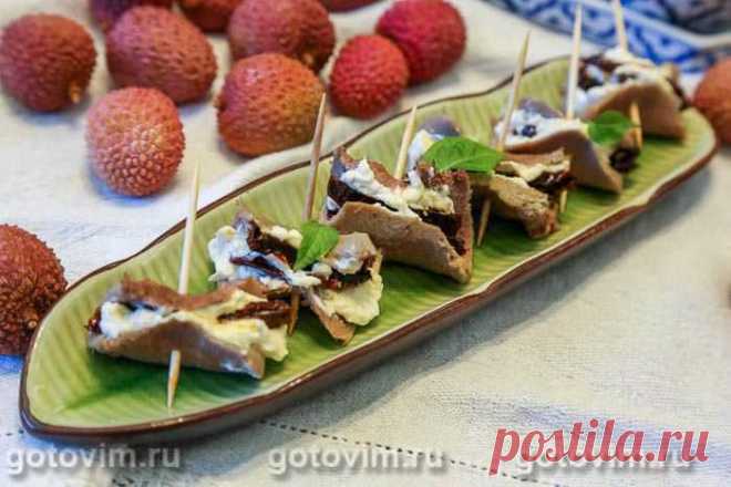 Рулетики из свиного языка с творожным сыром и вялеными помидорами. Рецепт с фото - Домашние рецепты приготовления вкусных блюд