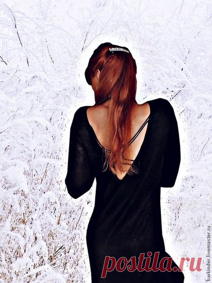 Вязаное шёлковое платье "Вечернее сияние" - чёрный,платье,платье летнее