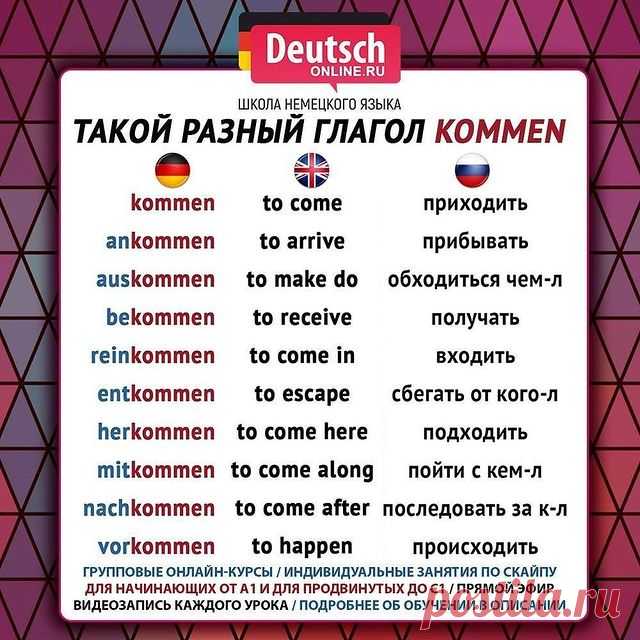 🔖 Ставьте лайк и нажимайте на закладку справа, чтобы сохранить шпаргалку!
⠀
😍 Любите путешествовать? Хотите общаться с носителями? Нужно начать понимать немецкий и говорить на бытовые темы? А может быть хотите вспомнить свои базовые знания? Тогда записывайтесь на онлайн-курсы в школу Deutsch Online!
⠀
⭐️Уровни А1.1 / А1.2 / А2.1 / А2.2. Индивидуальные занятия от уровня А1 до С1 по скайпу. Подготовка к экзаменам ЕГЭ, ОГЭ, Start Deutsch, Goethe-Zertifikat, TestDaF, DSH!
...