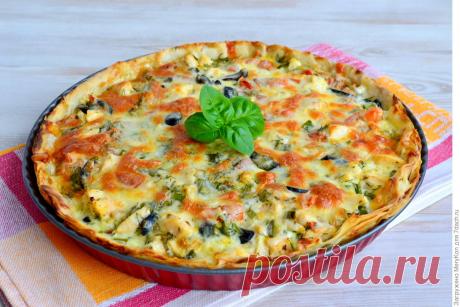 Открытый пирог (киш) с курицей, зеленью и сыром - Журнал для женщин
