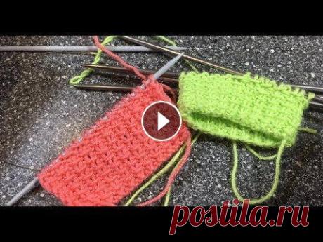 Простые узоры спицами. Резинка 1*1 со снятыми петлями. Вязание по кругу. Простой узор спицами. Резинка 1*1 со снятыми петлями вяжется по кругу очень просто, нужно лишь изменить немножко изнаночный ряд. Мой Инстаграмм ttps:/...