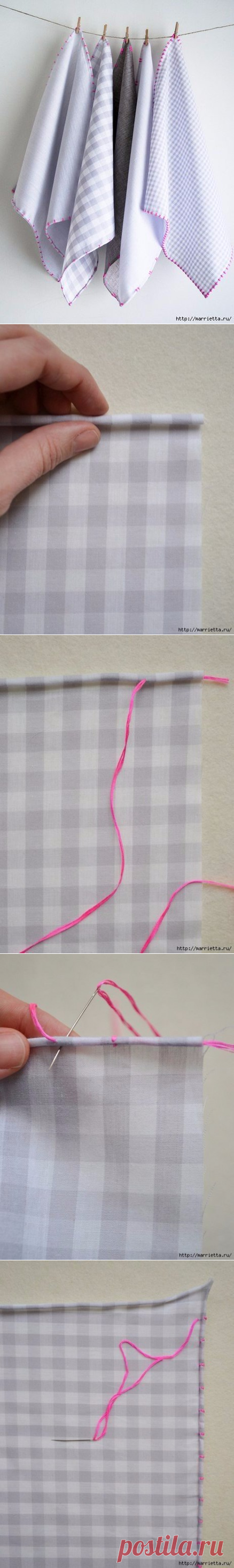 Обработка края кухонного полотенца, без швейной машинки. Фото мастер-класс