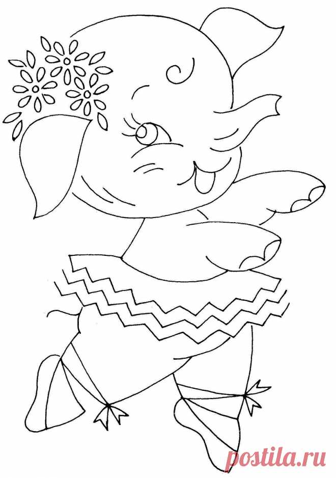 Слоненок балерина - вышивка детям