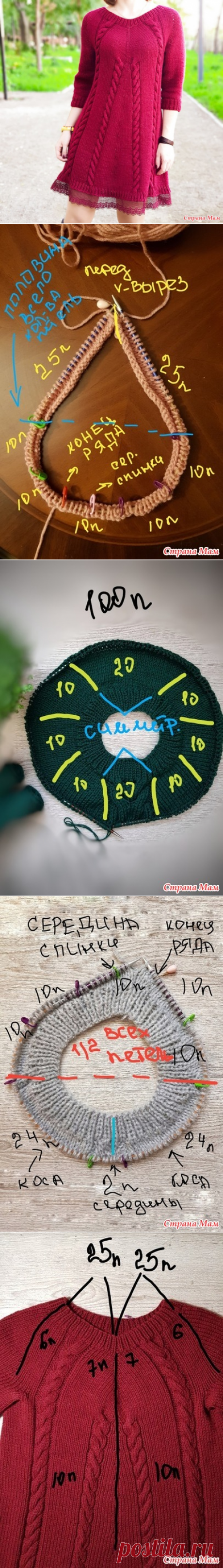 Отличное платье на круглой кокетке (Вязание спицами) &amp;#8211; Журнал Вдохновение Рукодельницы