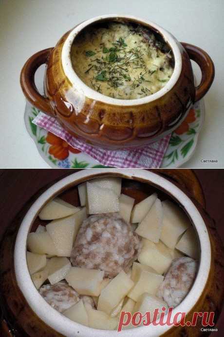 Фрикадельки с картошкой и грибами под сыром
