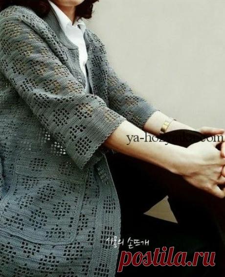 Филейный кардиган крючком схемы. Ажурное пальто азиатские модели крючком