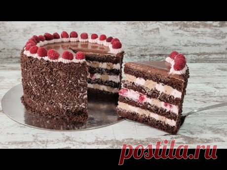 Нереально вкусный торт МАЛИНА в ШОКОЛАДЕ! Тает во рту! Без желатина! Ручным миксером!