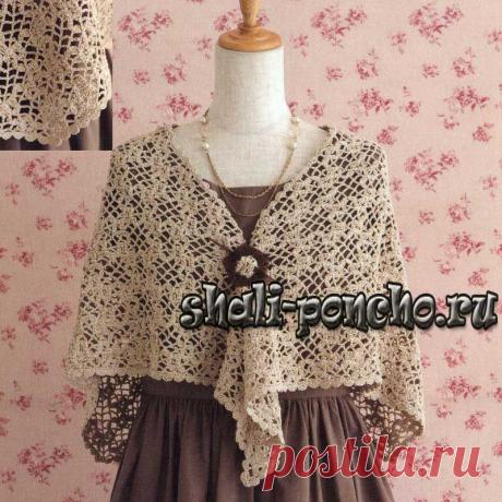 Шаль с узором из шишечек