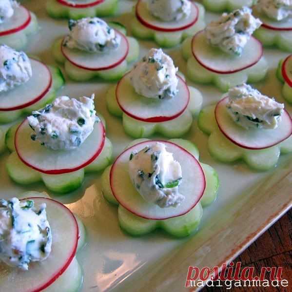 Garden Fresh Herbed Cucumber "Flower" Bites ~ Madigan Made