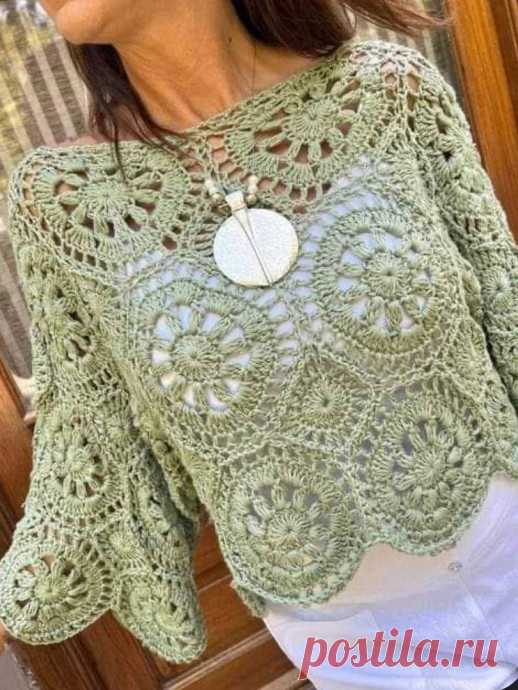 Джемпер из мотивов, связанных крючком: советы по стилю и сочетаниям