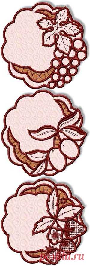 Advanced Embroidery Designs - Cutwork Fruit Doily Set II