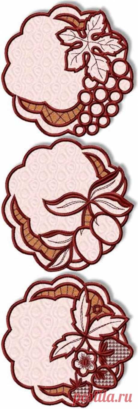 Advanced Embroidery Designs - Cutwork Fruit Doily Set II