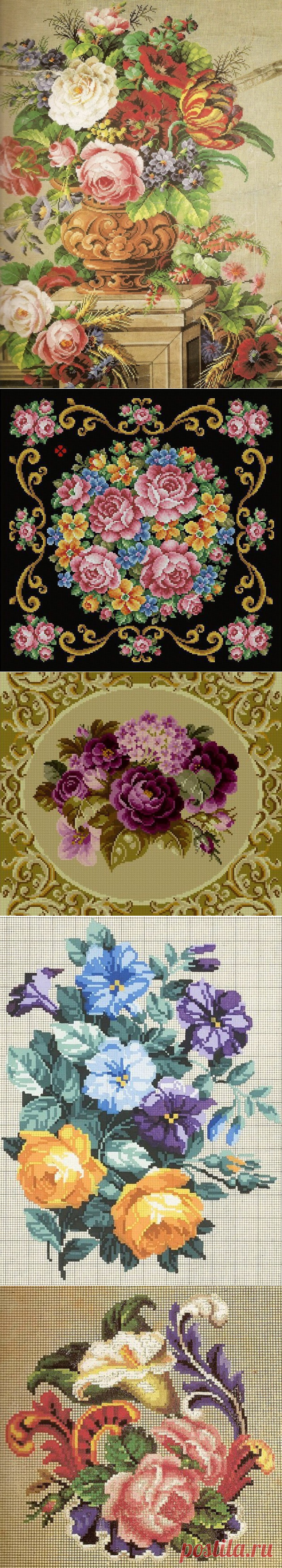 Шедевры вышивки крестом — очаровательные старинные схемы Petit Point