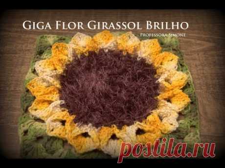 Giga Flor em crochê Girassol Brilho - Professora Simone