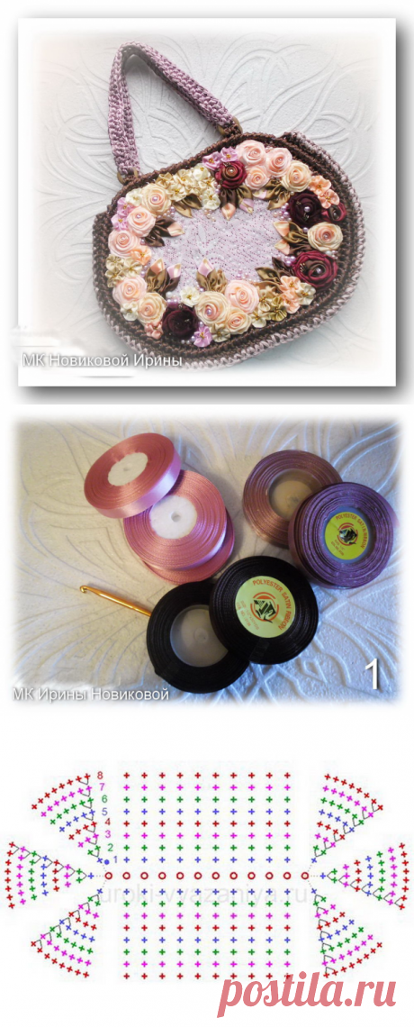 Вяжем сумку из атласной ленты - Ярмарка Мастеров - ручная работа, handmade