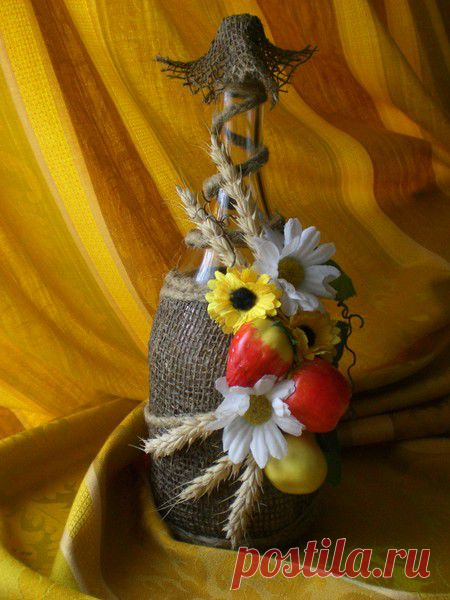 декор бутылки-"лето"