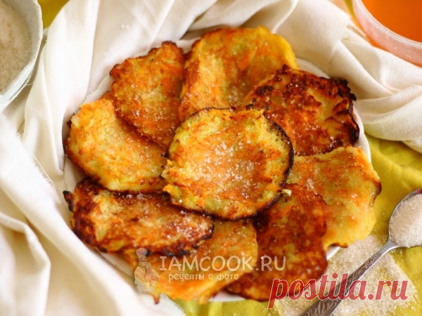 Сладкие оладьи из кабачков и моркови