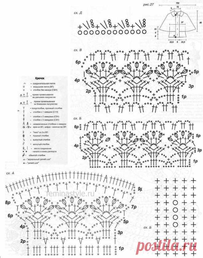 Бирюзовый жакет-накидка связанный крючком / Рукоделие / Домоводство / Женские секреты / Женский стиль